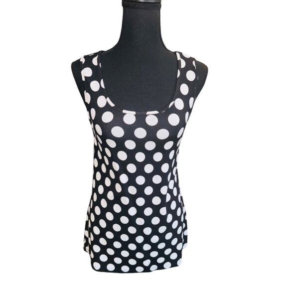 NWOT Black & White Polka Dot Kawaii Barbiecore Tricotto Sleeveless Tank Top XS - Picture 1 of 7